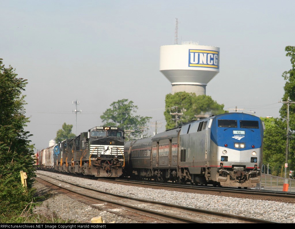 Amtrak #80, the Carolinian, passes train 351